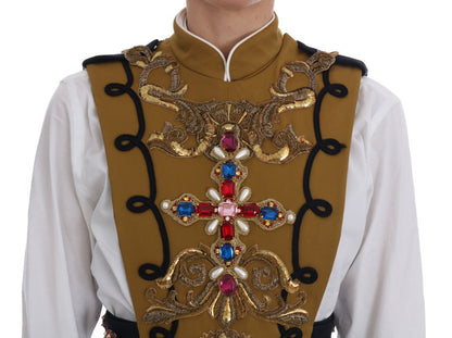 Dolce &amp; Gabbana – Gelbe Weste mit Kristallkreuz