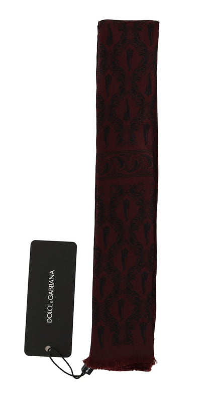 Dolce &amp; Gabbana Bordeaux Seidenschal mit Krone und Chili
