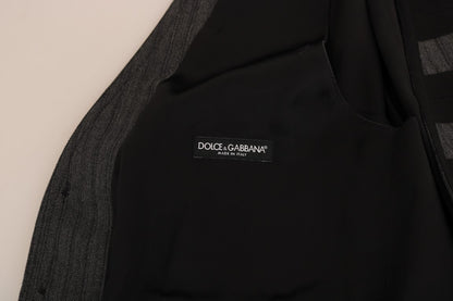 Dolce &amp; Gabbana – Schmaler Cardigan aus grauer Wolle mit Muster