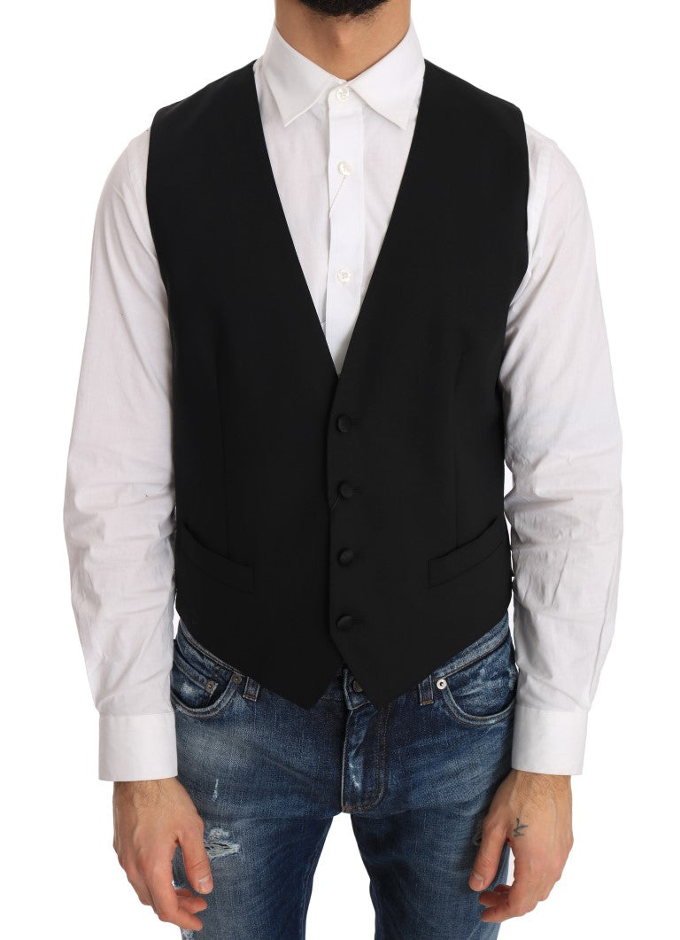 Dolce &amp; Gabbana Black Wool Silk Cardigan