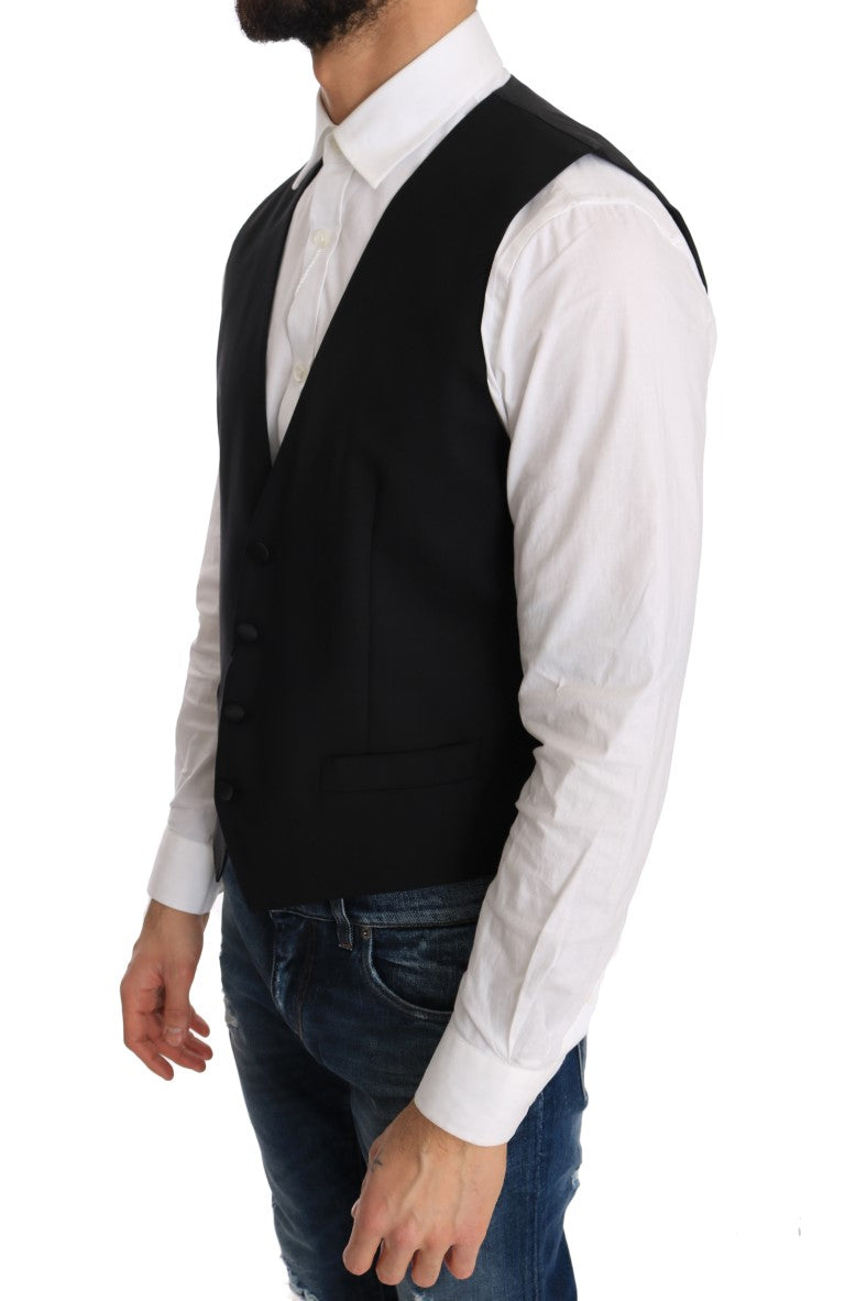 Dolce &amp; Gabbana Black Wool Silk Cardigan