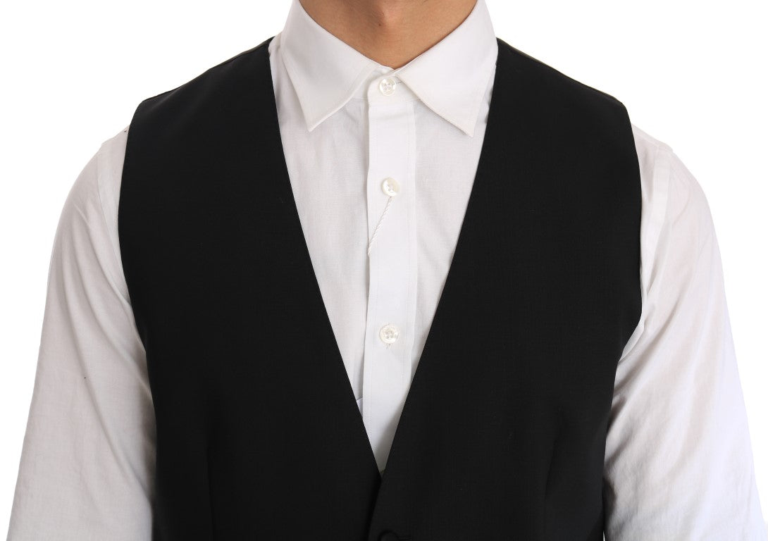 Dolce &amp; Gabbana Black Wool Silk Cardigan