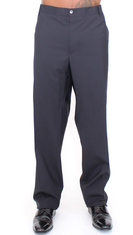 Dolce &amp; Gabbana Schwarze Stretch-Bündchenhose aus Wolle
