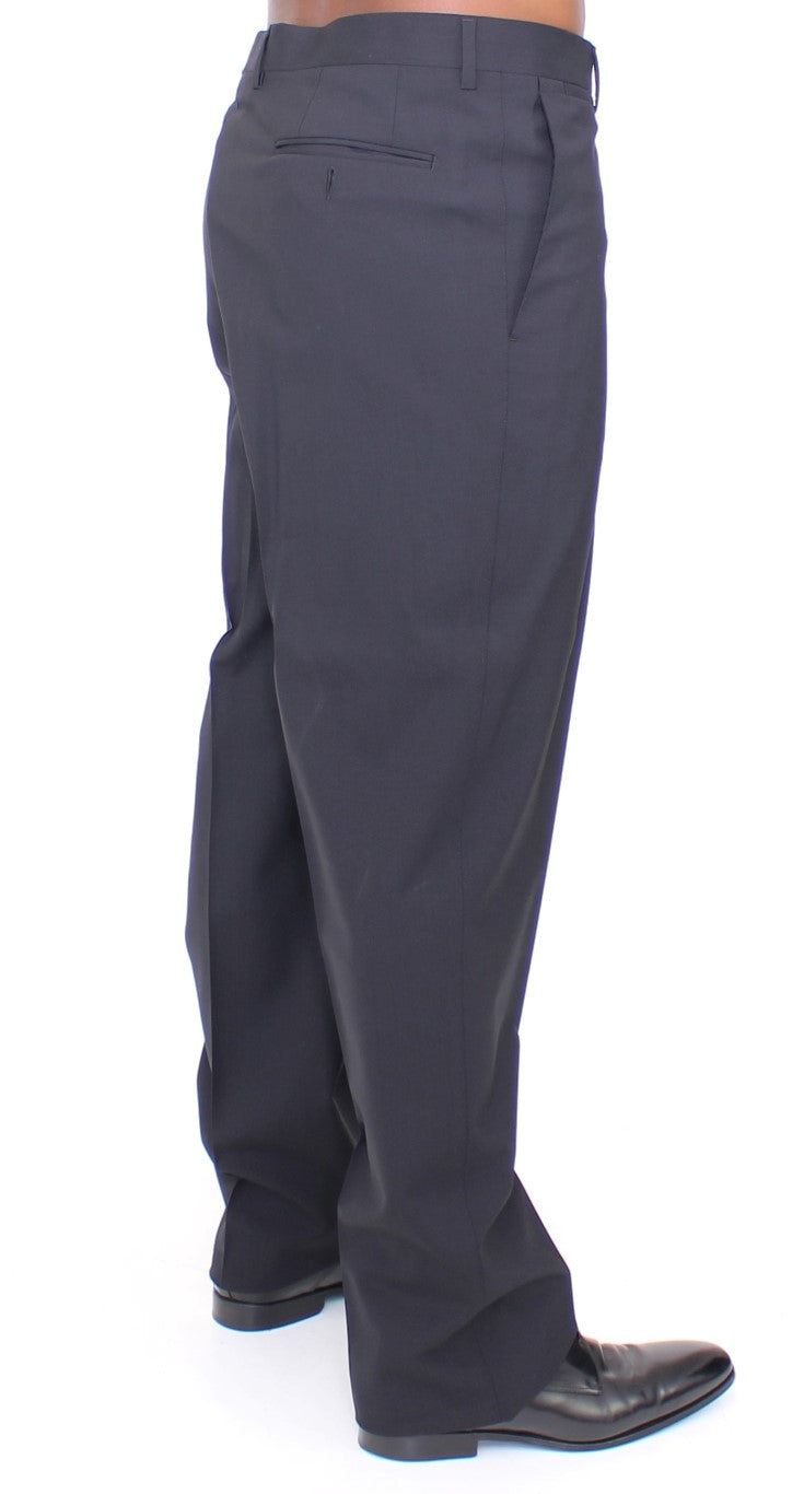 Dolce &amp; Gabbana Schwarze Stretch-Bündchenhose aus Wolle