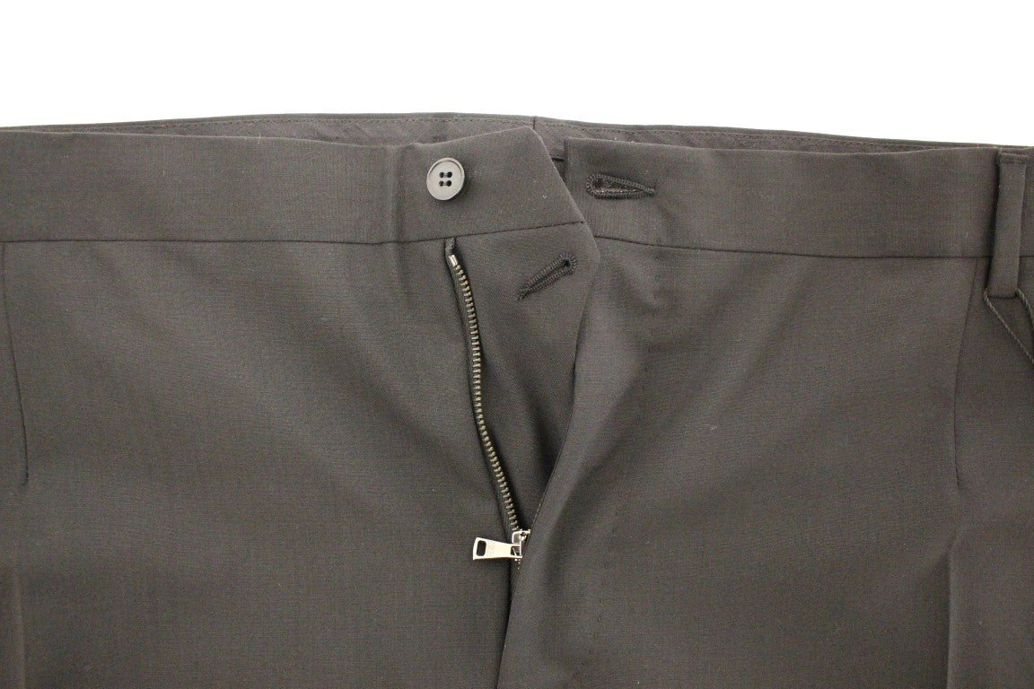Dolce &amp; Gabbana Schwarze Stretch-Bündchenhose aus Wolle