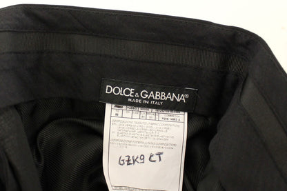 Dolce &amp; Gabbana Schwarze Stretch-Bündchenhose aus Wolle