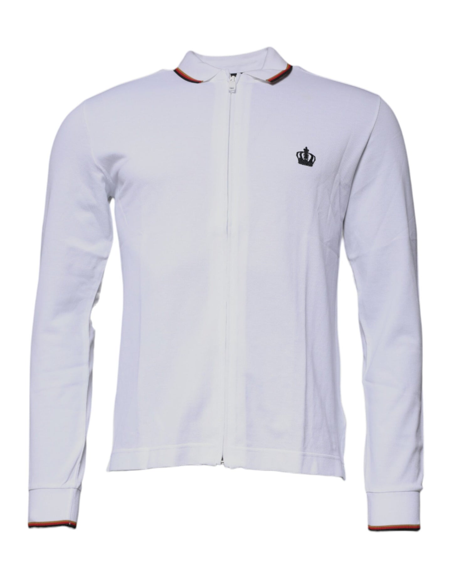 Dolce &amp; Gabbana White Crown Men Full Zip Sweatshirt Sweater