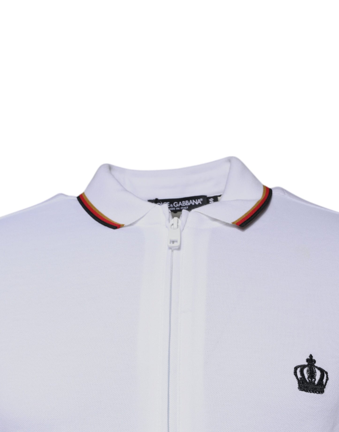 Dolce &amp; Gabbana White Crown Men Full Zip Sweatshirt Sweater