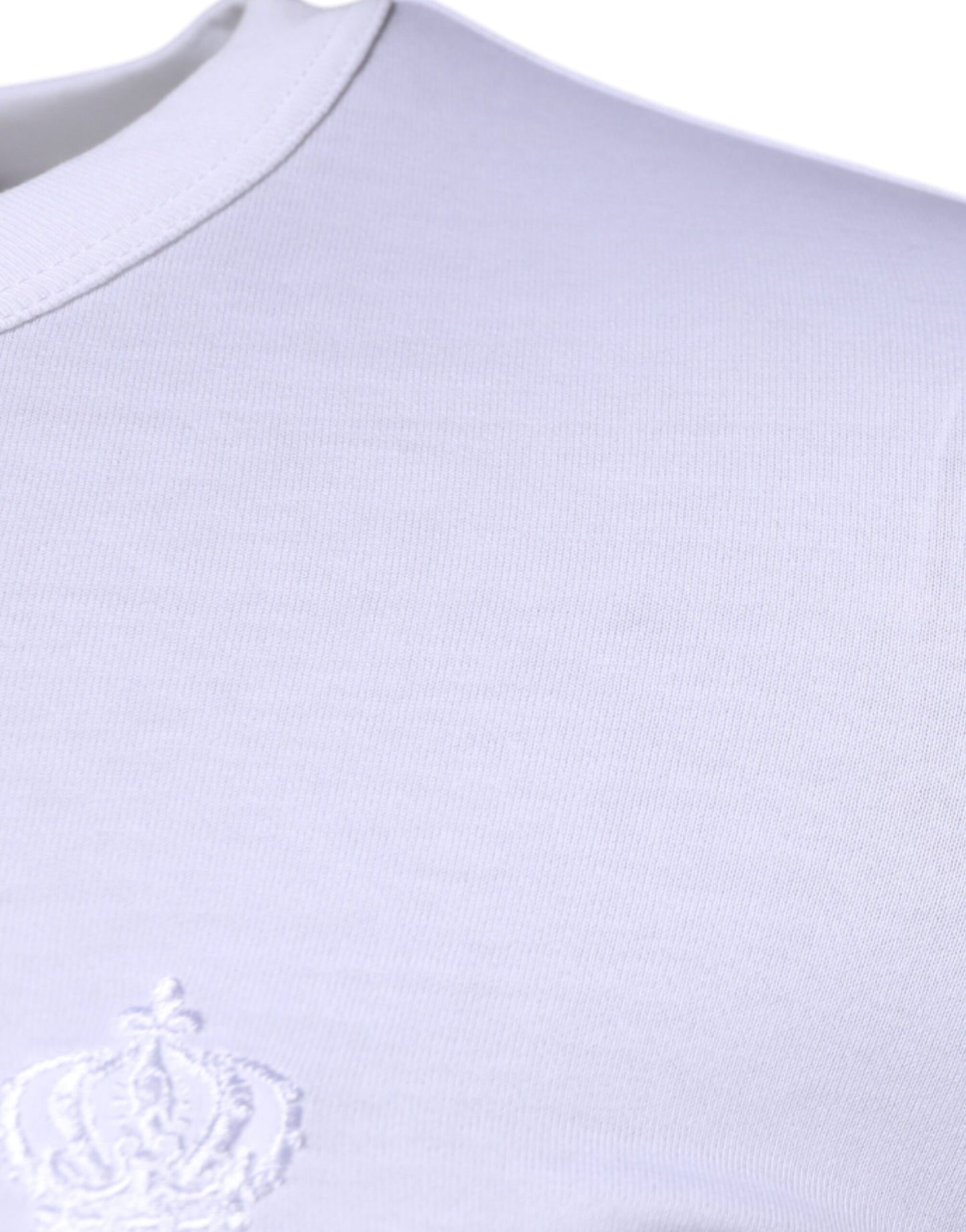 Dolce &amp; Gabbana White Crown Crew Neck Cotton Pullover Sweater