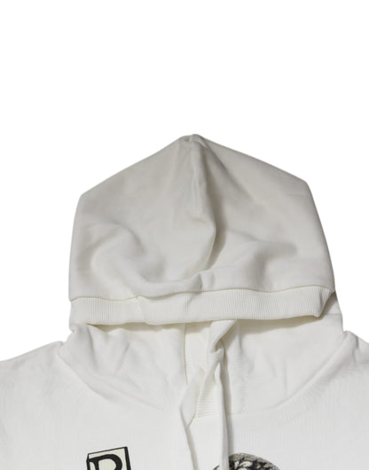 Dolce &amp; Gabbana Weißer Caesar-Kapuzenpullover aus Baumwolle