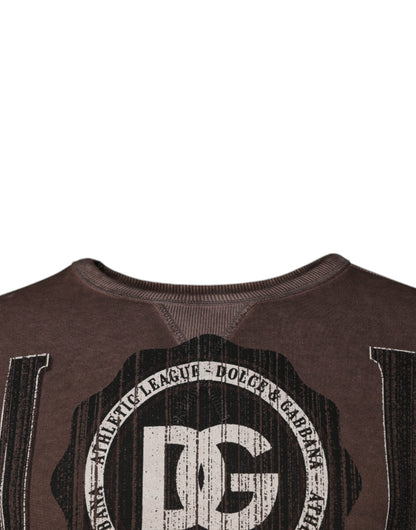 Dolce &amp; Gabbana – Brauner Pullover mit Rundhalsausschnitt und Logo-Print