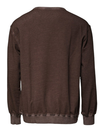 Dolce &amp; Gabbana – Brauner Pullover mit Rundhalsausschnitt und Logo-Print