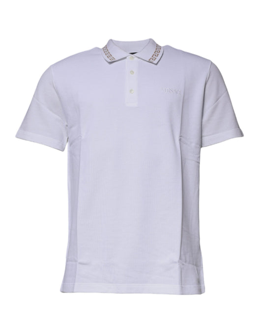 Versace – Weißes Polo-T-Shirt mit Kragen und kurzen Ärmeln aus Viskose für Herren