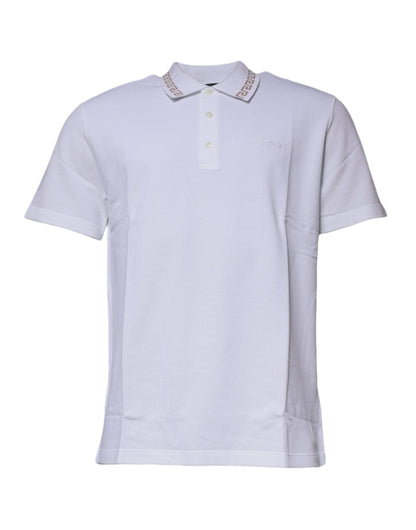Versace – Weißes Polo-T-Shirt mit Kragen und kurzen Ärmeln aus Viskose für Herren