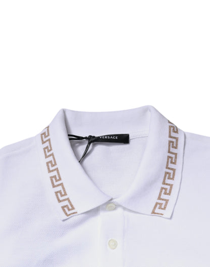 Versace – Weißes Polo-T-Shirt mit Kragen und kurzen Ärmeln aus Viskose für Herren