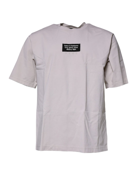 Dolce &amp; Gabbana Beige DG Logo Crew Neck Short Sleeves T-shirt