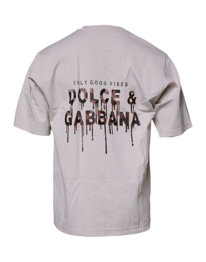 Dolce &amp; Gabbana Beige DG Logo Crew Neck Short Sleeves T-shirt