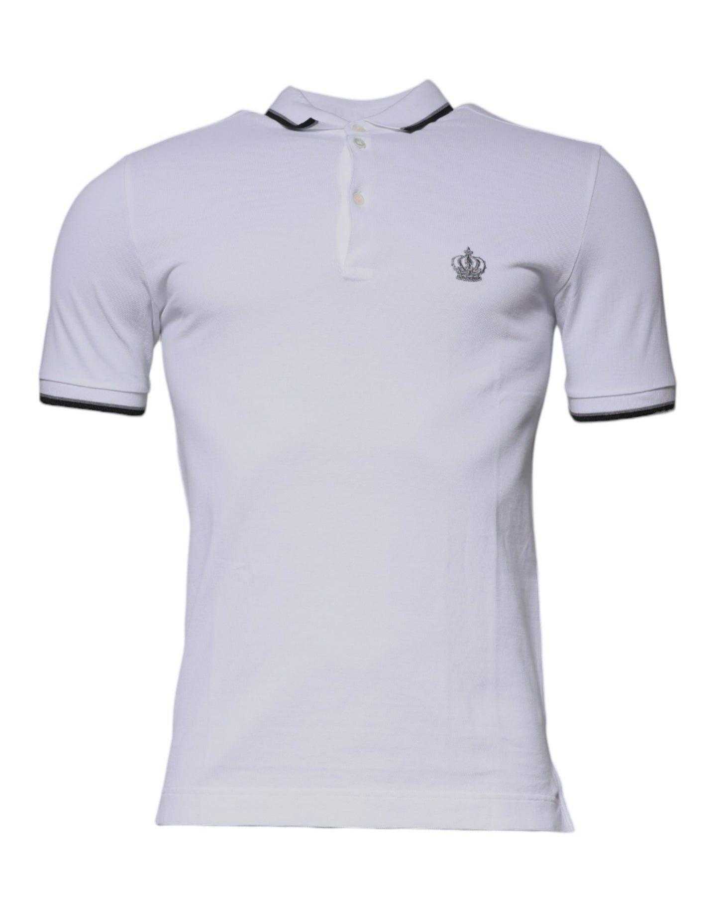 Dolce &amp; Gabbana White Cotton Crown Collared Polo T-shirt