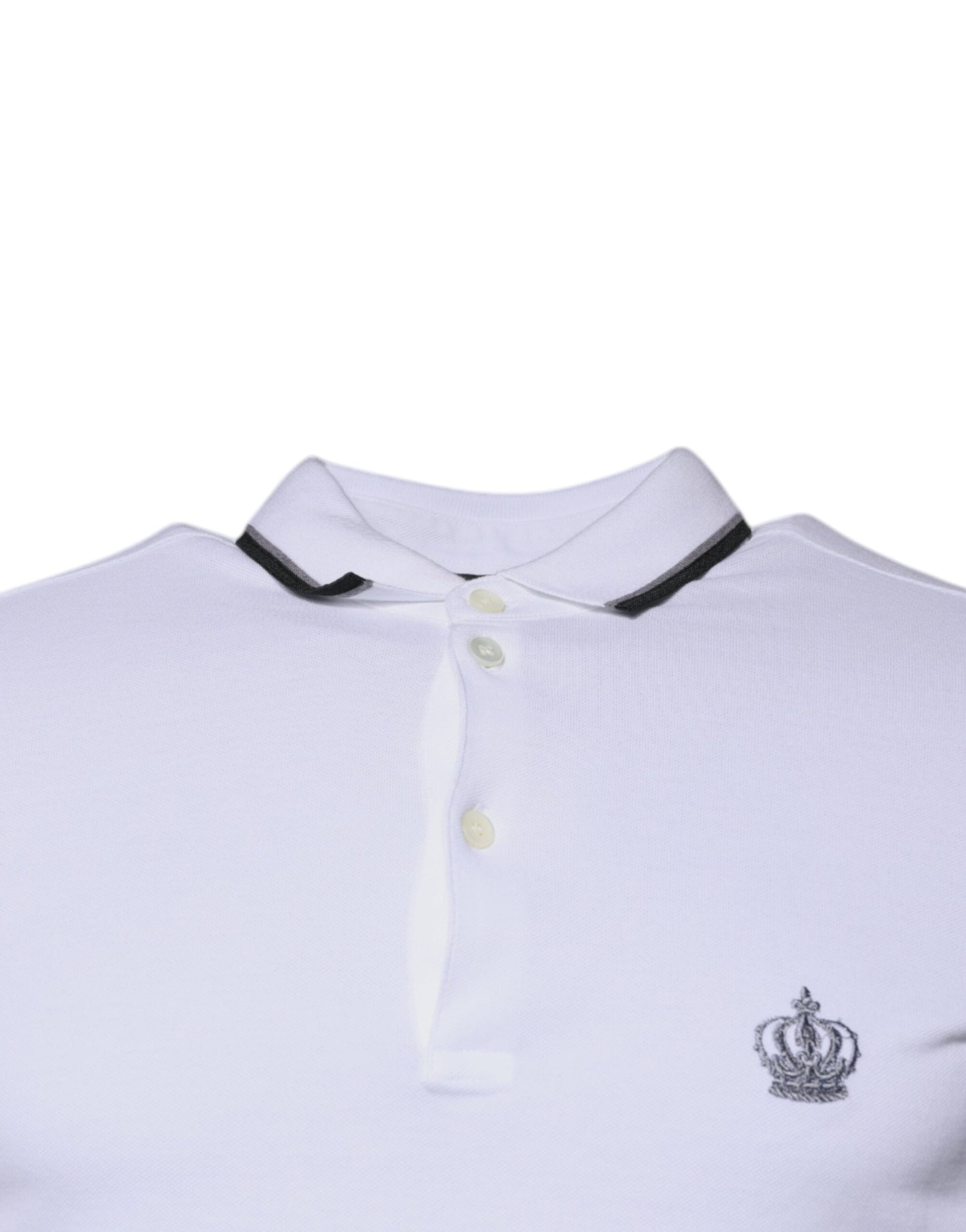 Dolce &amp; Gabbana White Cotton Crown Collared Polo T-shirt