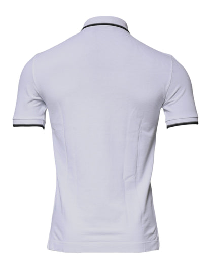 Dolce &amp; Gabbana White Cotton Crown Collared Polo T-shirt