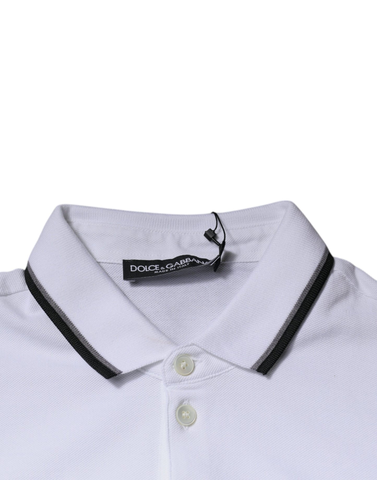 Dolce &amp; Gabbana White Cotton Crown Collared Polo T-shirt