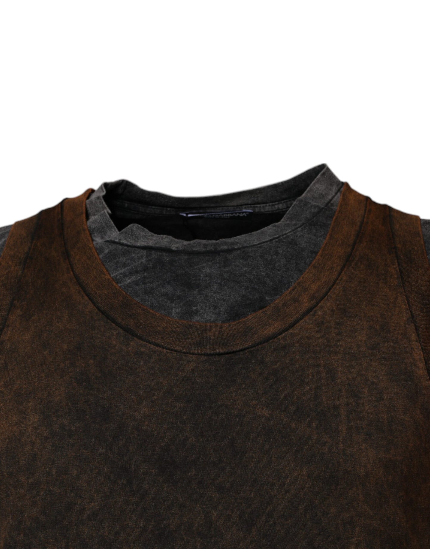 Dolce &amp; Gabbana Brown Cotton Round Neck Sleeveless T-shirt