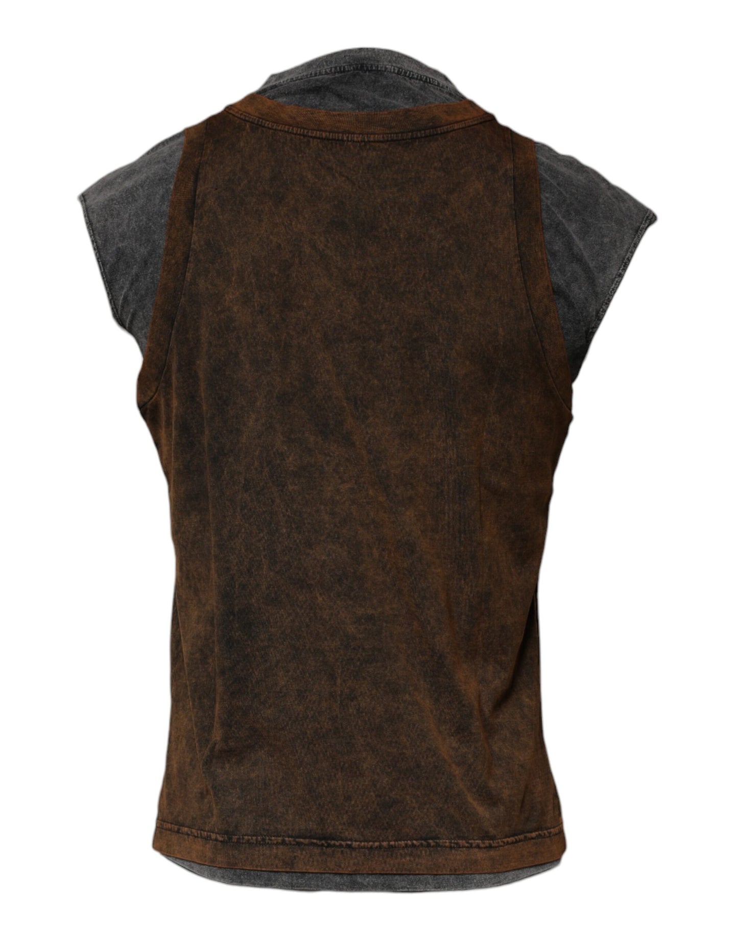 Dolce &amp; Gabbana Brown Cotton Round Neck Sleeveless T-shirt