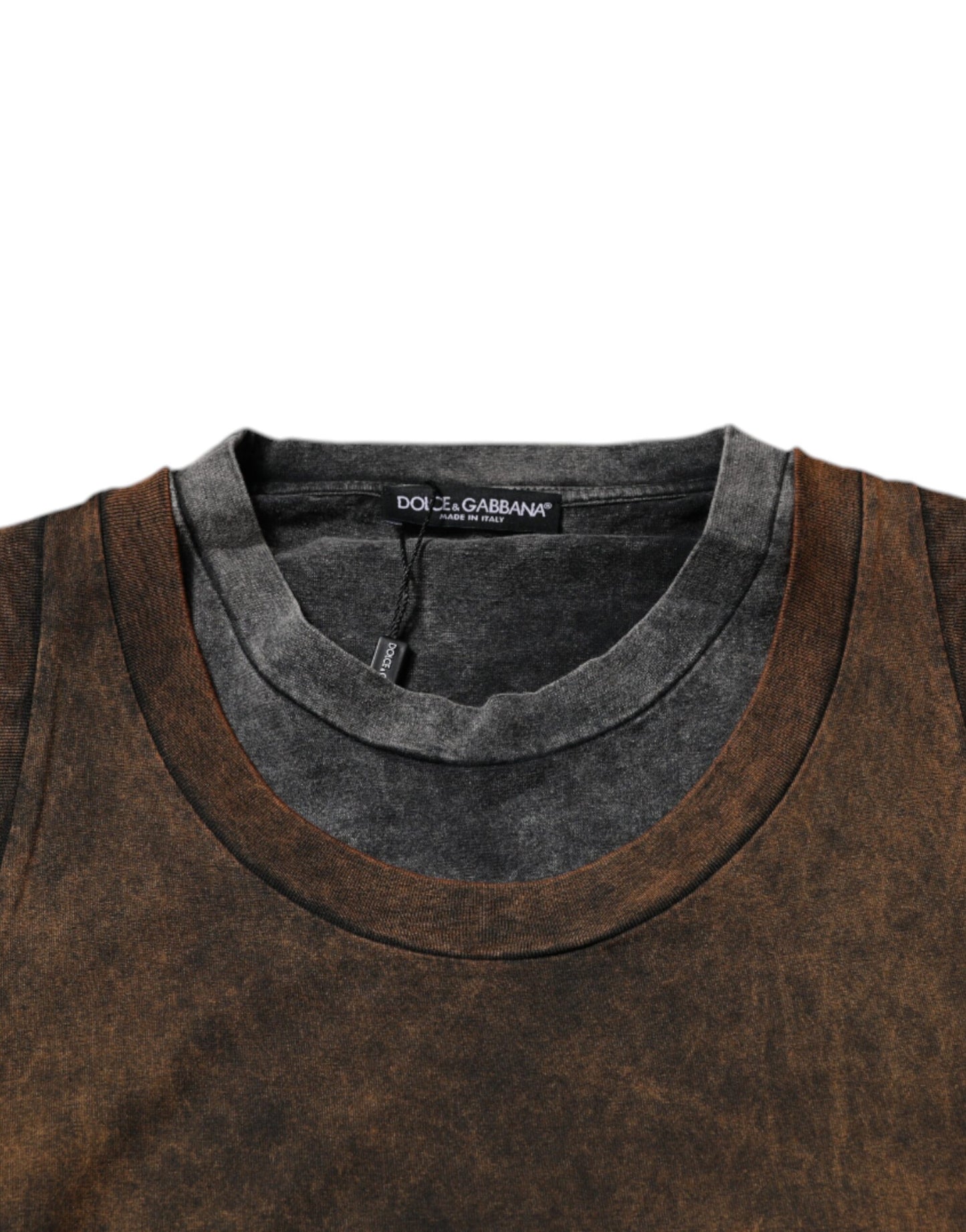 Dolce &amp; Gabbana Brown Cotton Round Neck Sleeveless T-shirt