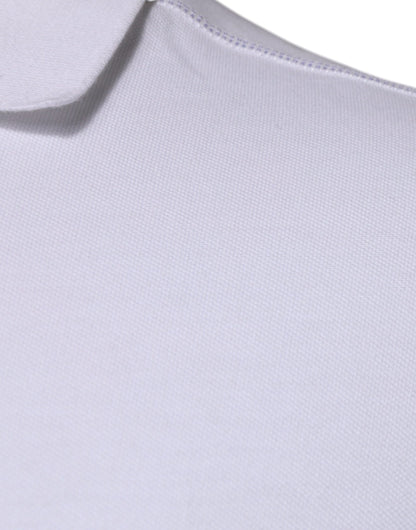 Dolce &amp; Gabbana White Cotton Logo Plaque Collared Polo T-shirt
