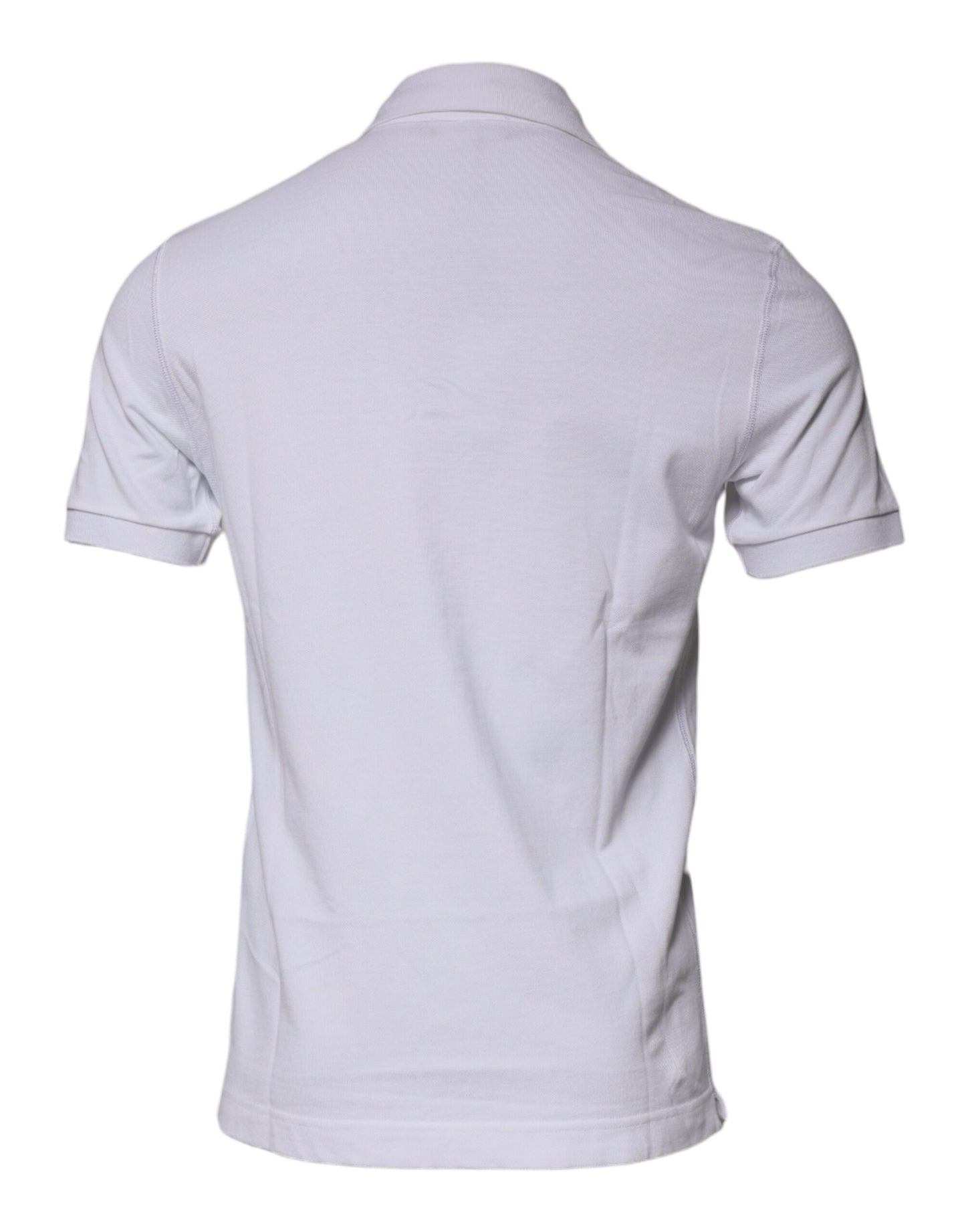 Dolce &amp; Gabbana White Cotton Logo Plaque Collared Polo T-shirt