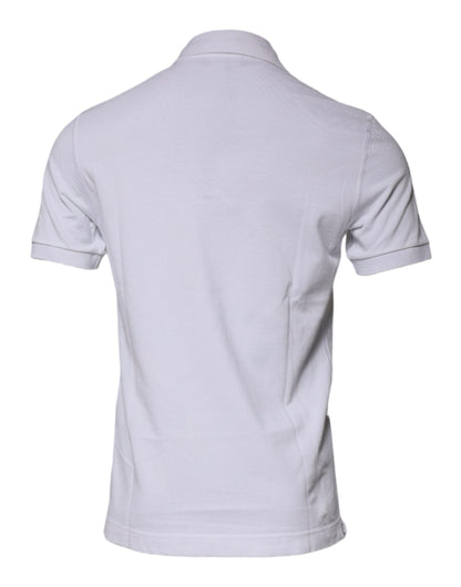 Dolce &amp; Gabbana White Cotton Logo Plaque Collared Polo T-shirt