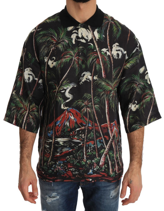 Dolce &amp; Gabbana – Schwarzes Volcano Sicily – Kurzarm-T-Shirt