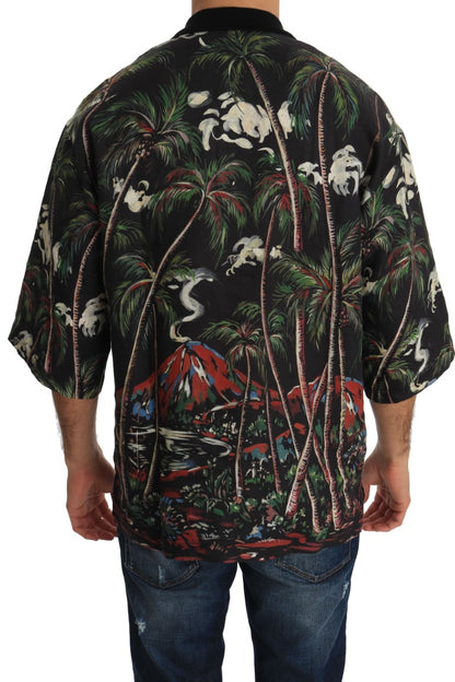 Dolce &amp; Gabbana – Schwarzes Volcano Sicily – Kurzarm-T-Shirt