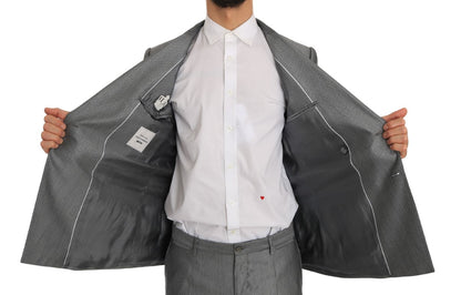 Dolce &amp; Gabbana – Schwarzer Stretch-Anzug mit Kristallbienen-Schmalschnitt