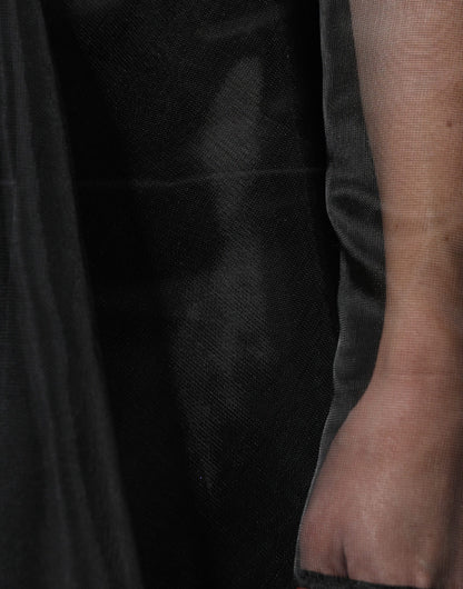 Dolce &amp; Gabbana Black Tulle A-line Midi Cocktail Gown Dress