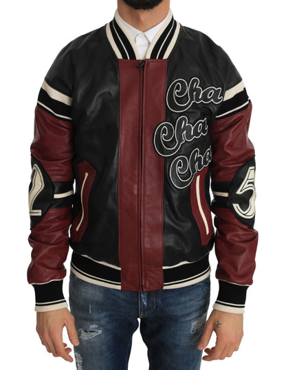 Dolce &amp; Gabbana Leder Club Lounge Schwarz-Rote Jacke