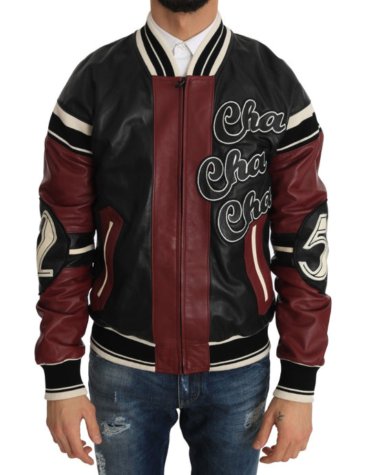 Dolce &amp; Gabbana Leder Club Lounge Schwarz-Rote Jacke