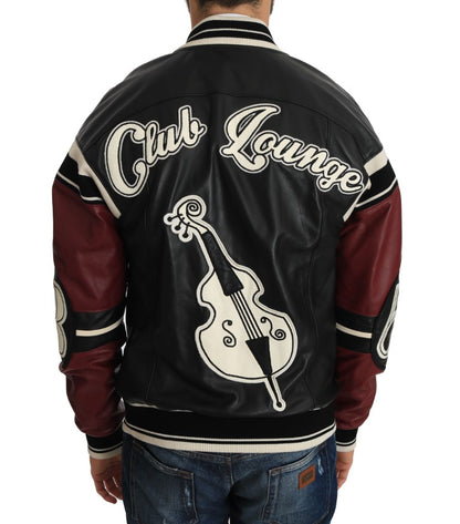 Dolce &amp; Gabbana Leder Club Lounge Schwarz-Rote Jacke