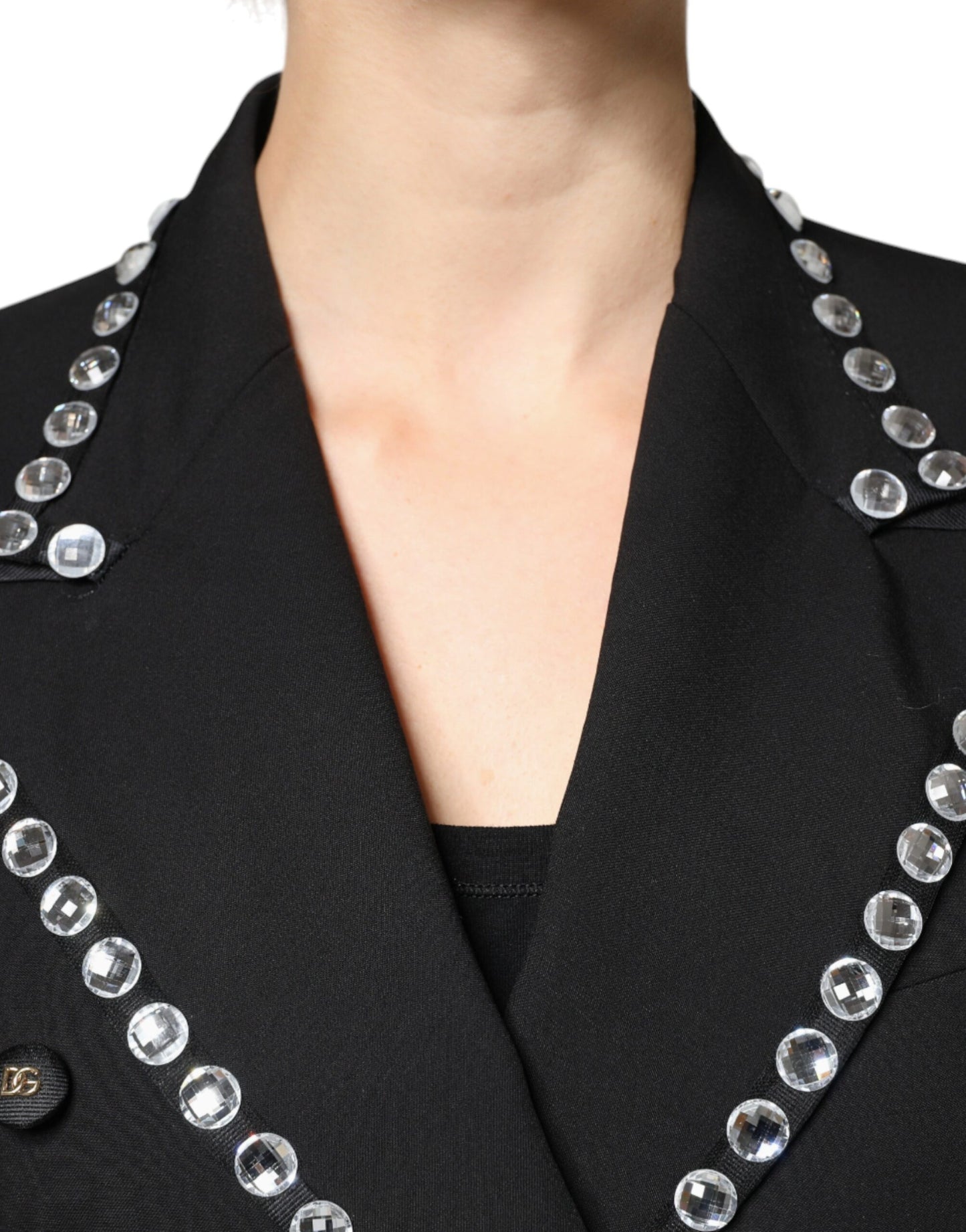 Dolce &amp; Gabbana – Zweireihige Blazerjacke mit schwarzem Kristall