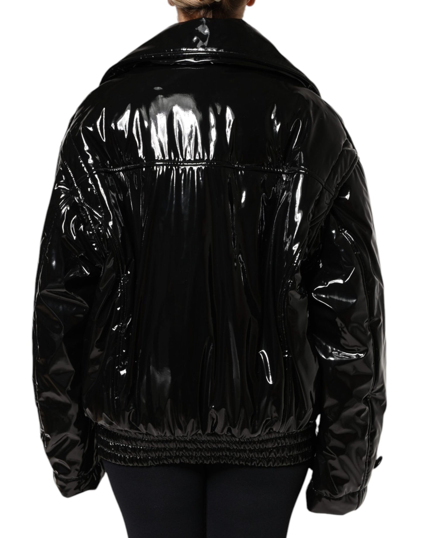 Dolce &amp; Gabbana – Schwarze Blousonjacke aus Polyester mit Knopfleiste