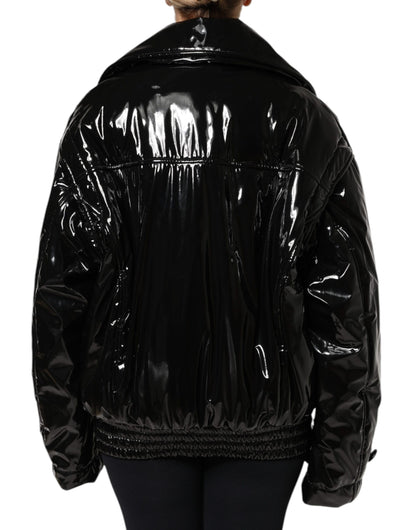 Dolce &amp; Gabbana – Schwarze Blousonjacke aus Polyester mit Knopfleiste