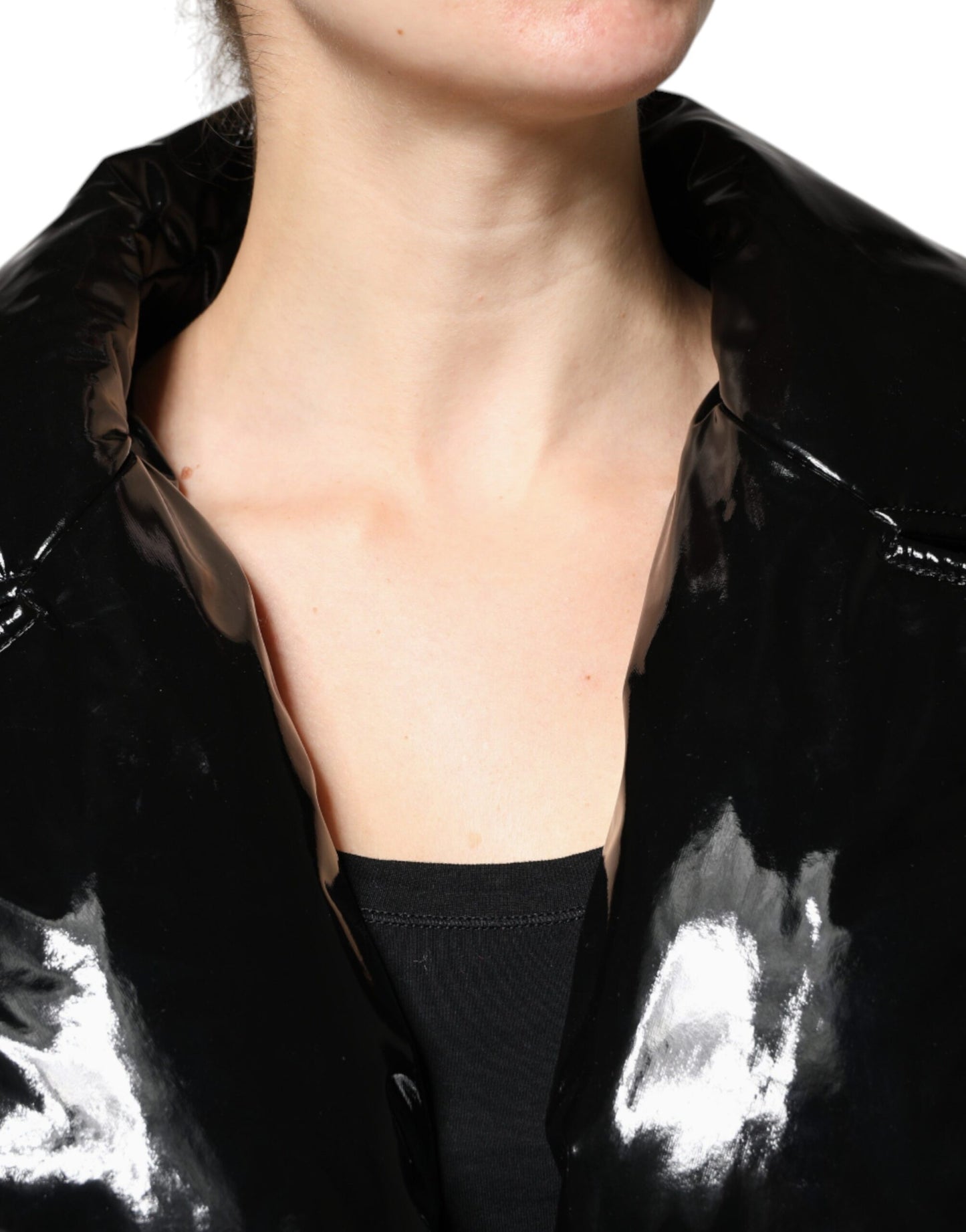 Dolce &amp; Gabbana – Schwarze Blousonjacke aus Polyester mit Knopfleiste