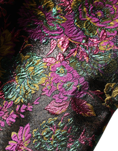 Dolce &amp; Gabbana – Kurze Jacquard-Jacke mit mehrfarbigem Blumenmuster