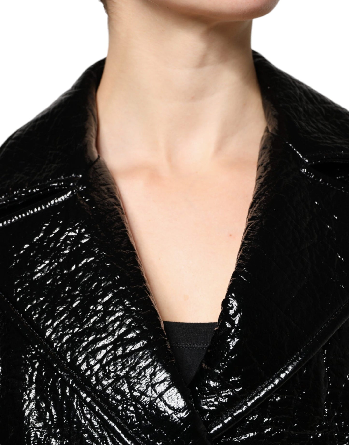 Dolce &amp; Gabbana – Schwarze, kurze, langärmlige Ledermanteljacke