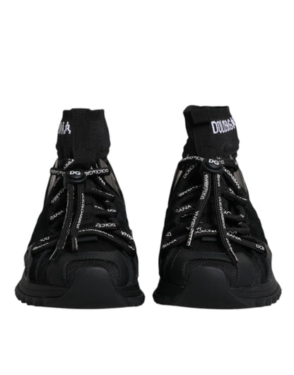 Dolce &amp; Gabbana Schwarze Sorrento Socken Logo Sneakers Schuhe