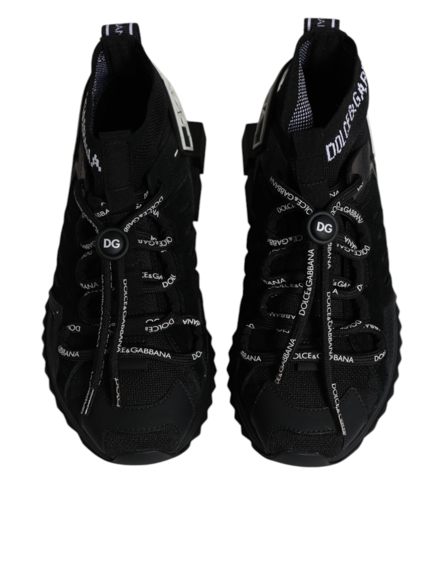 Dolce &amp; Gabbana Schwarze Sorrento Socken Logo Sneakers Schuhe