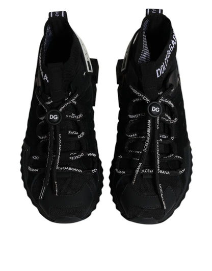 Dolce &amp; Gabbana Schwarze Sorrento Socken Logo Sneakers Schuhe