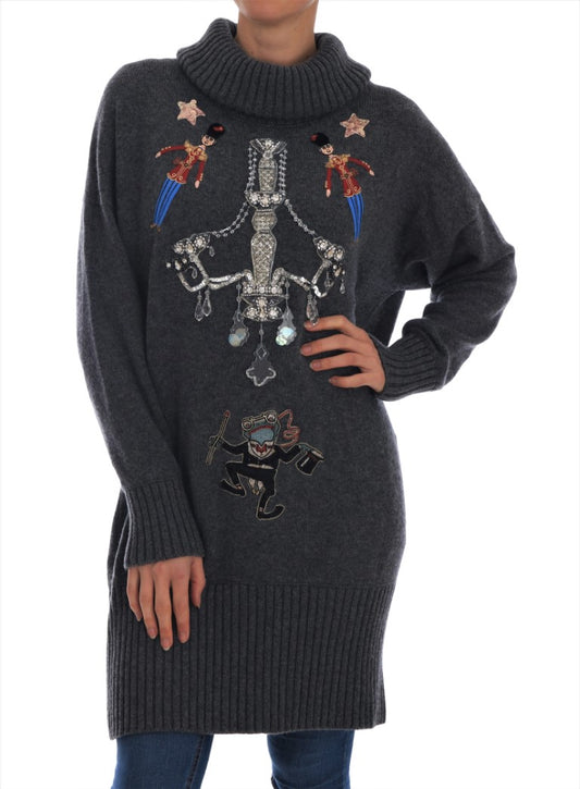 Dolce &amp; Gabbana Märchenhafter kristallgrauer Kaschmirpullover