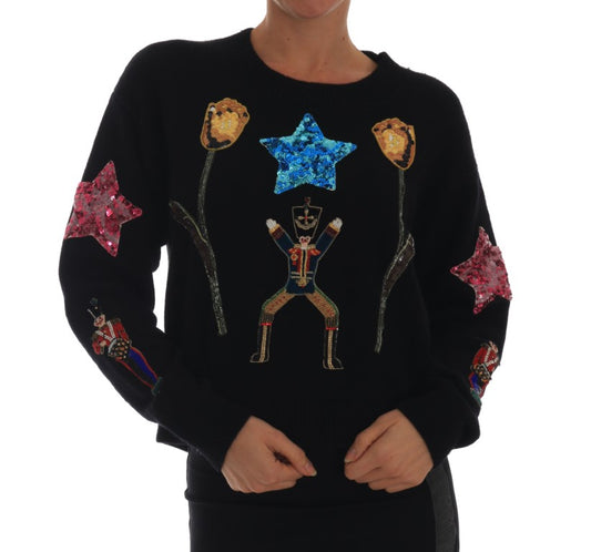 Dolce &amp; Gabbana – Fairy Tale – Schwarzer Kaschmirpullover mit Kristallen
