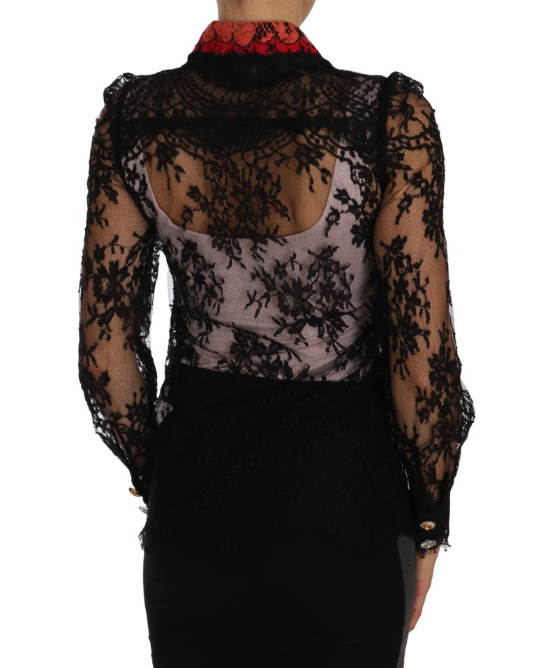 Dolce &amp; Gabbana Schwarzes SPACE-Hemd mit Kristallspitze